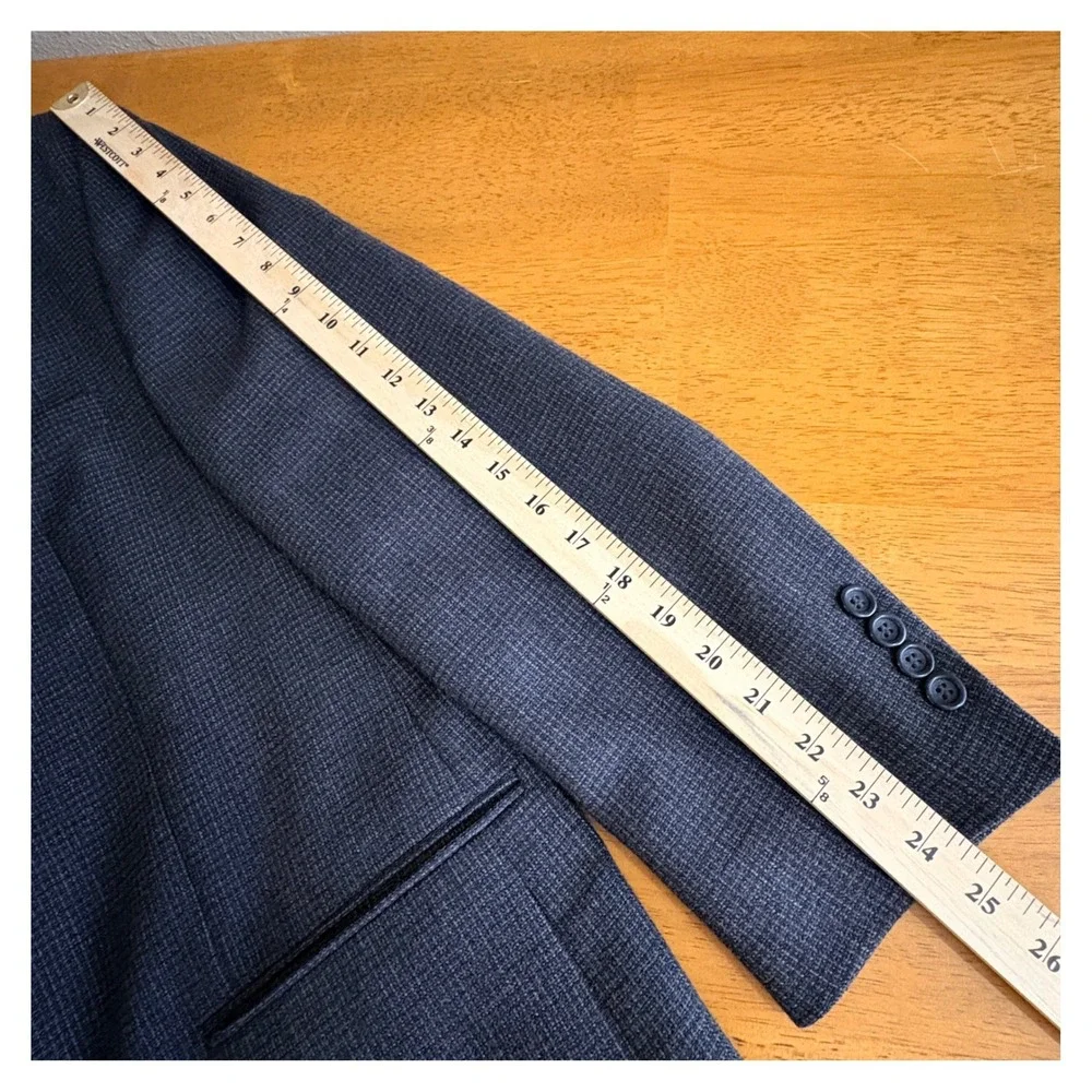 Joseph & Feiss Mens 44 Regular Blazer Blue 100% Lambswool Weave Sport Coat